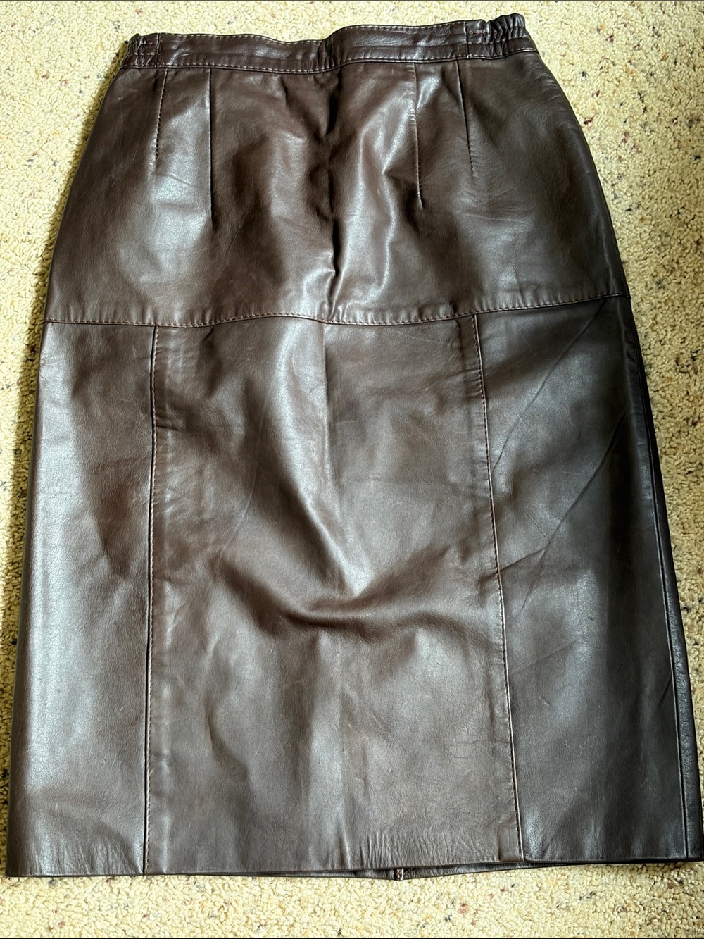 Fiori Classic Brown Leather Pencil Skirt - Women's vintage 10